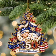 Personalized Baby's 1st Christmas, 250th America Anniversary Acrylic Ornament, New Baby Ornament