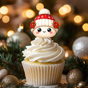 Cute Christmas Dumpling Cupcake Topper, Personalized Cupcake Topper, Funny Party Decorations
