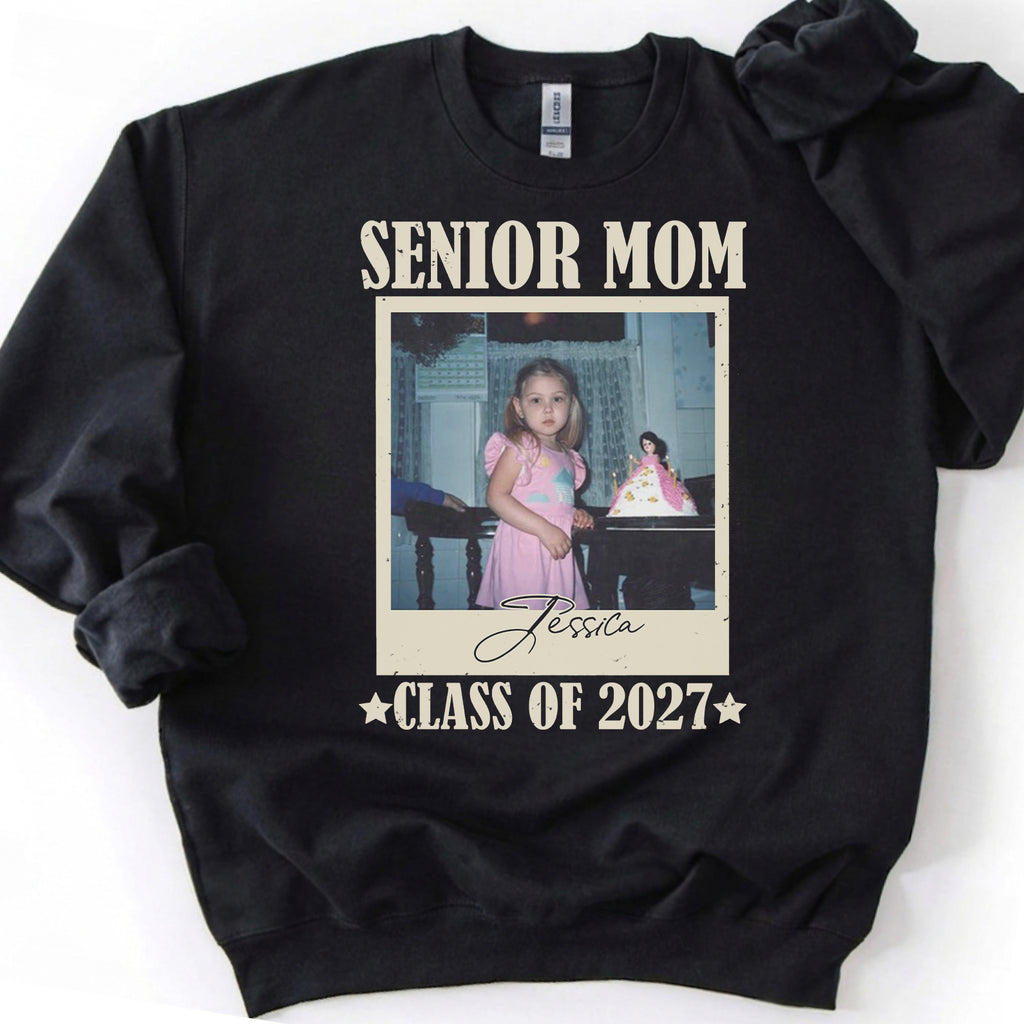 Personalized Senior Mom 2027 Shirt, Custom Photo Class of 2027 T-Shirt, High School Graduation Gift