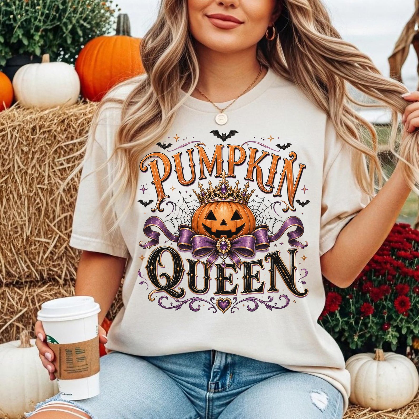 Pumpkin Queen Halloween Comfort Shirt, Spooky Haunted House Tee, Spooky Season Fall