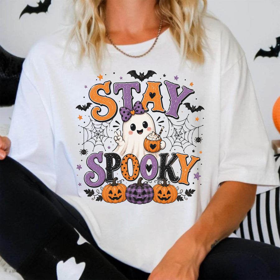 Cute Ghost Pumpkin Stay Spooky Halloween Shirt, Spooky Haunted House Tee, Funny Halloween Gift
