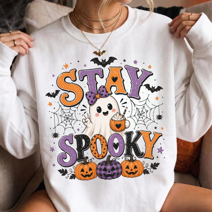 Cute Ghost Pumpkin Stay Spooky Halloween Shirt, Spooky Haunted House Tee, Funny Halloween Gift