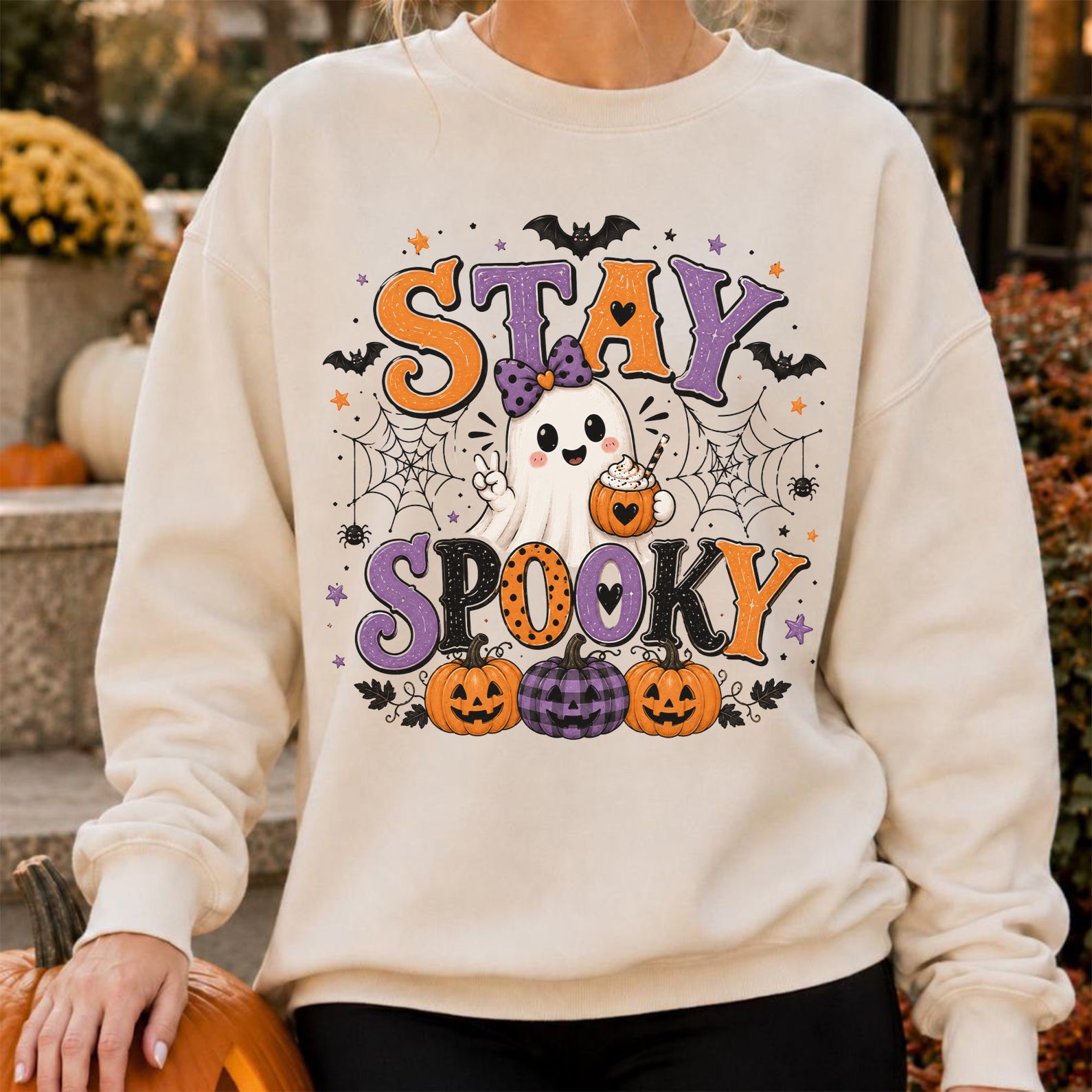 Cute Ghost Pumpkin Stay Spooky Halloween Shirt, Spooky Haunted House Tee, Funny Halloween Gift