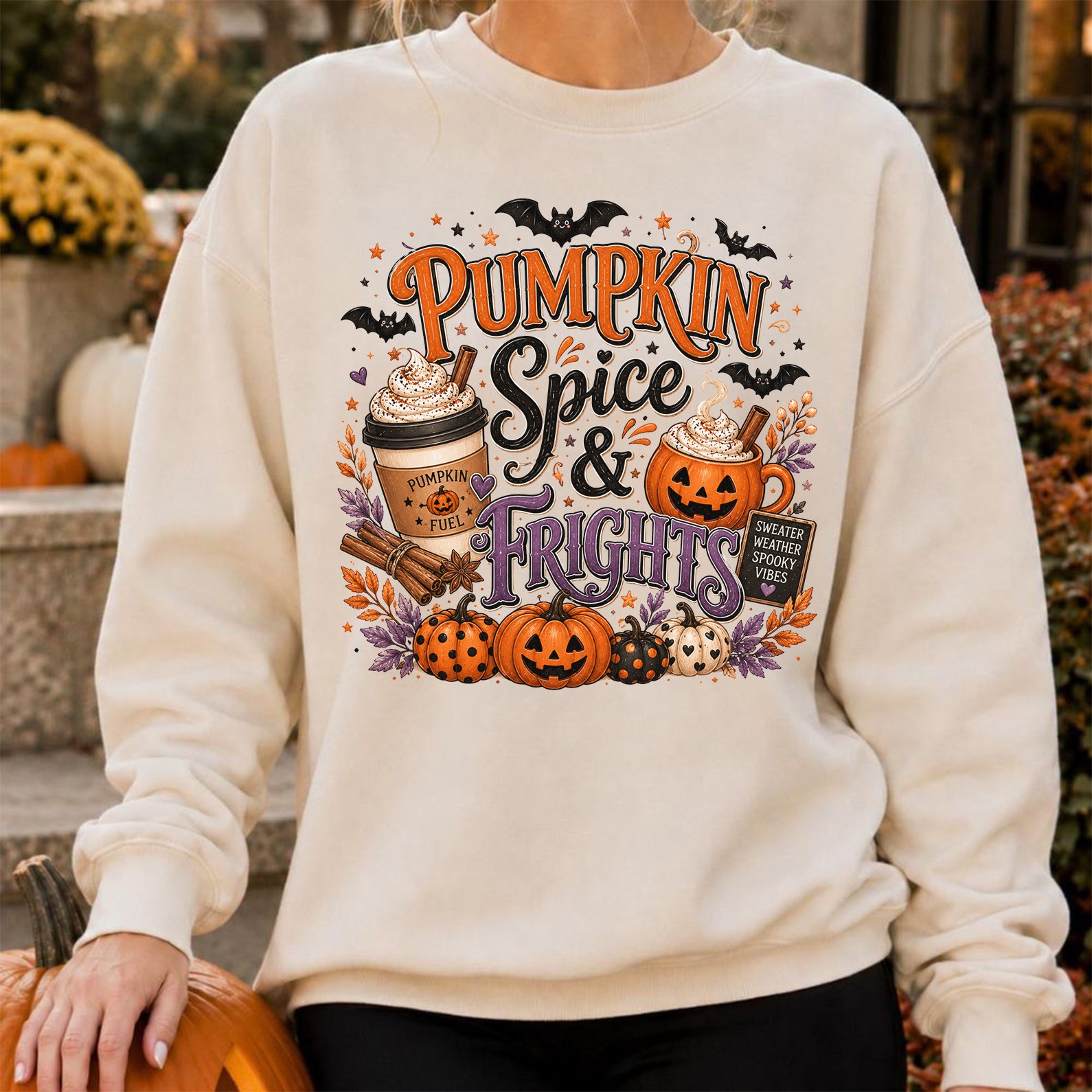 Pumpkin Spice & Frights Halloween Shirt, Spooky Haunted House Tee, Funny Halloween Gift
