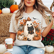 Cute Ghost Pumpkin, Halloween Comfort Shirt, Autumn Harvest Vintage Halloween Shirt