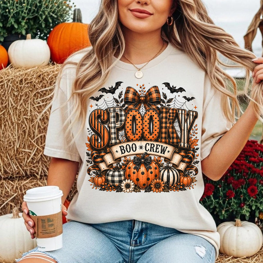 Spooky Boo Crew Shirt, Halloween Comfort Shirt, Spooky Season Gift for Her, Vintage Halloween Shirt