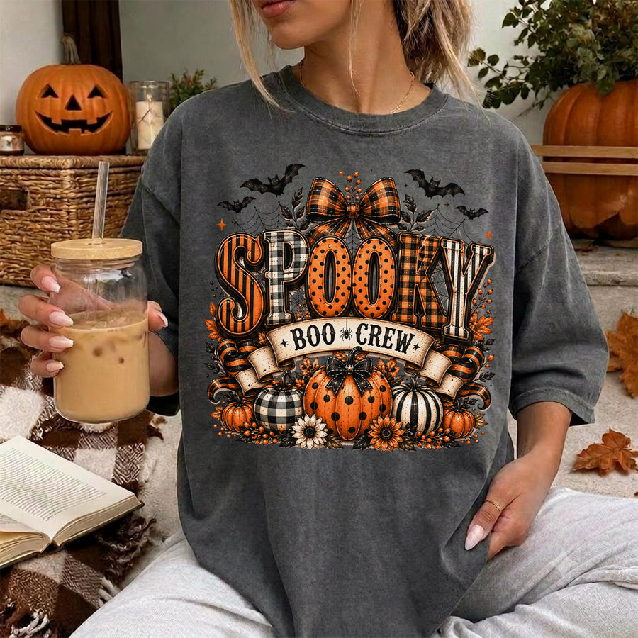 Spooky Boo Crew Shirt, Halloween Comfort Shirt, Spooky Season Gift for Her, Vintage Halloween Shirt