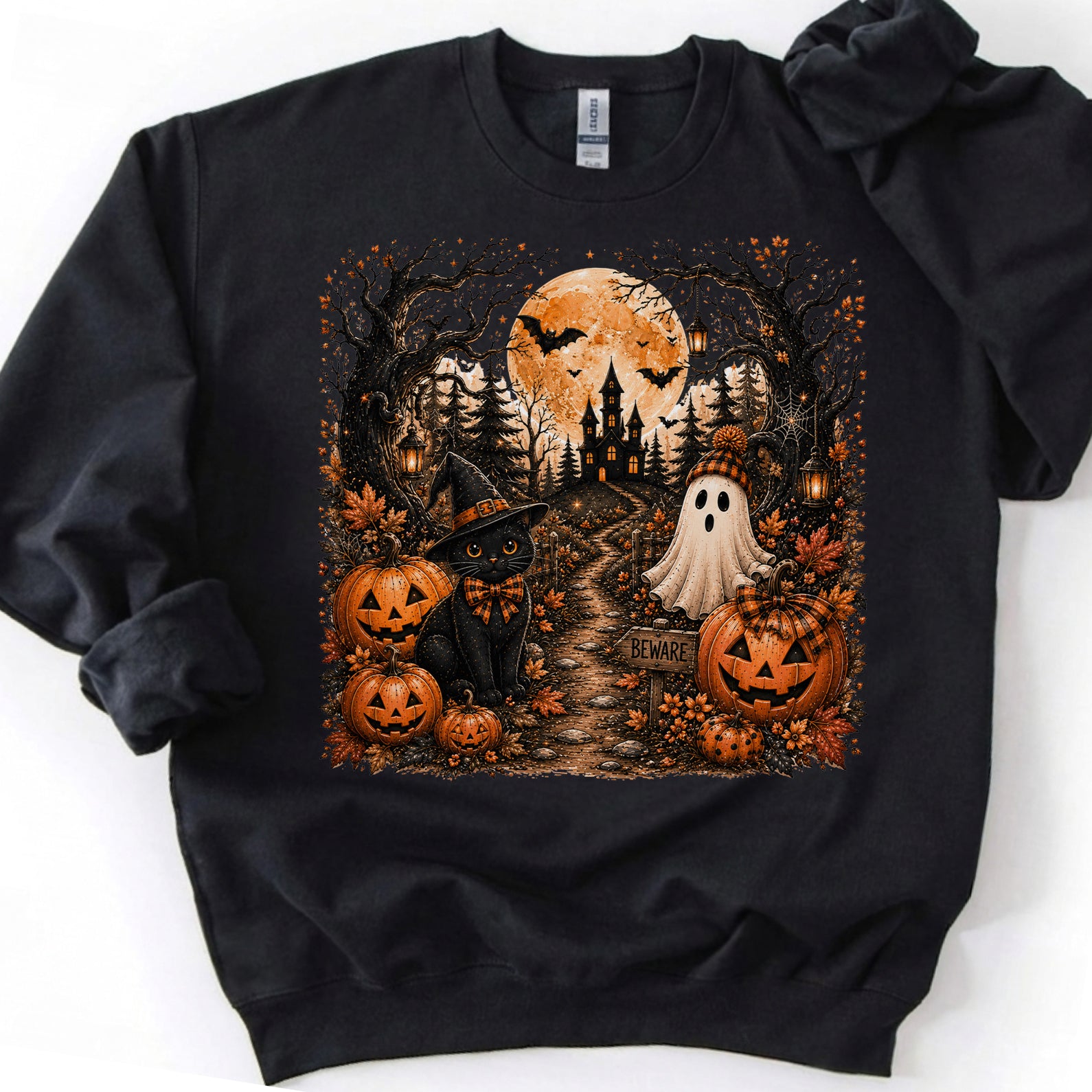 Halloween Black Cat Shirt, Spooky Haunted House Tee, Vintage Halloween Pumpkin Shirt, Ghost Witchy Fall Shirt