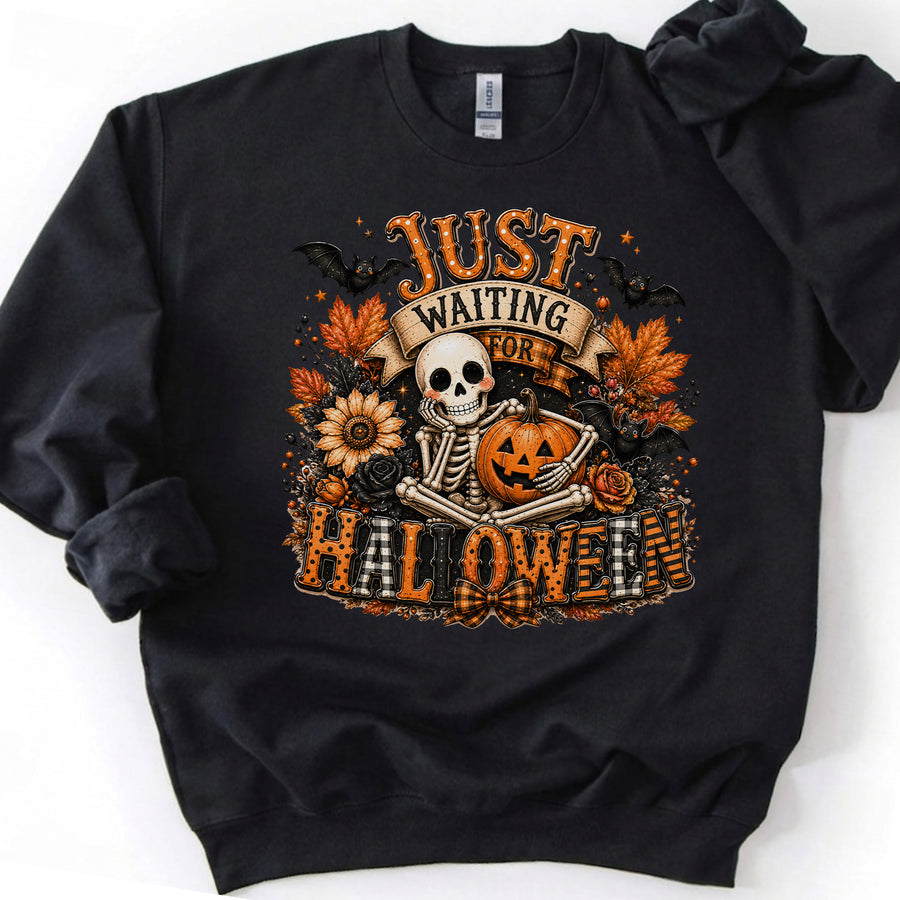Just Waiting For Halloween Shirt, Spooky Haunted House Tee, Funny Halloween Shirt